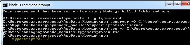 Install typescript compiler through npm